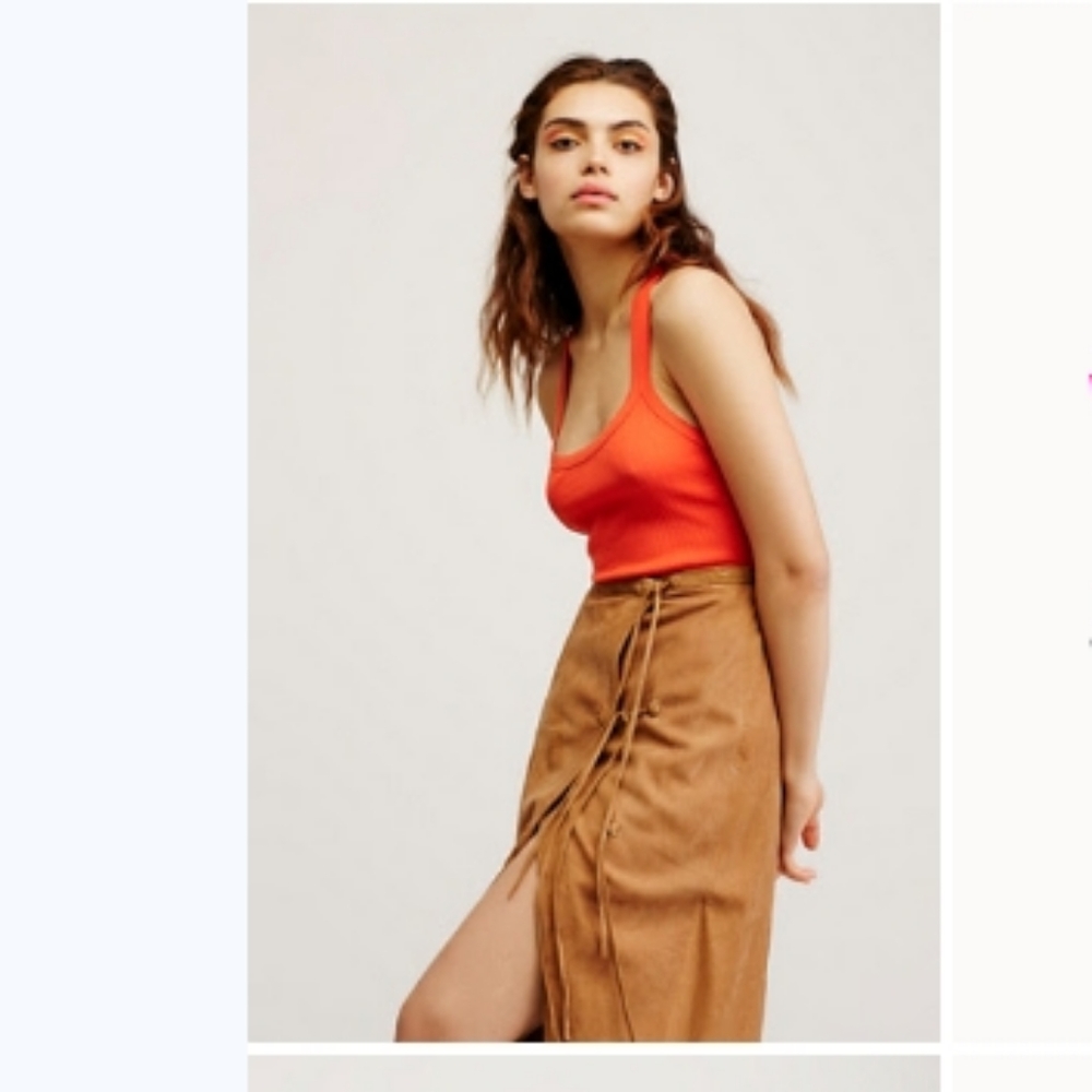 Free People Intimates West Village Orange Keyhole Back Tank Top Size Small